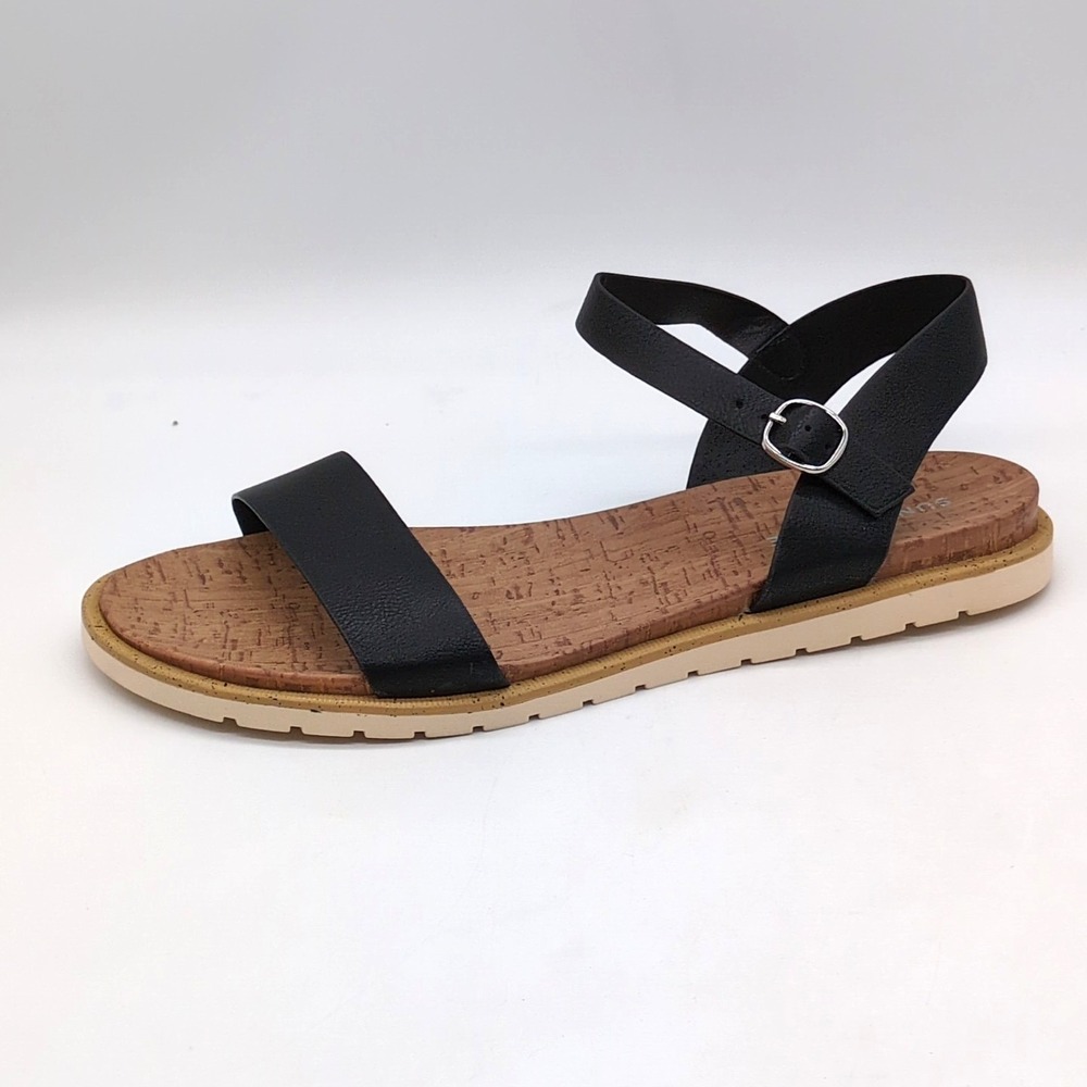 Sun + Stone Shoes Womens Mattiep Black 11 Strappy Sandals Buckle Strap Flat